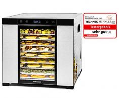 ROMMELSBACHER Dörrautomat DA 1000, XXL-Dörrfläche 1,6 m², inkl. 10 Edelstahl-Dörrtabletts, 2 Dörrgitter, 2 Dörrmatten, LED-Display, 24 Std. Zeitschaltuhr, Temperatur einstellbar (35 °C – 75 °C)