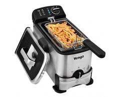 Venga! VG FT 3012 Fritteuse mit Ölfilterfunktion – 2000 W, Edelstahl, Kunststoff, Emaille, 3 L, Schwarz