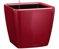 LECHUZA QUADRO Premium LS 43, Scarlet Rot Hochglanz, Hochwertiger Kunststoff, Inkl. Bewässerungssystem, Herausnehmbarer Pflanzeinsatz, Für Innen- und Außenbereich, 16187