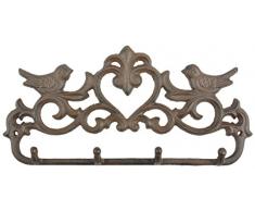 Esschert Design Hakenleiste Vögel, aus dem Material „Gusseisen“, 31,0 x 3,2 x 14,9 cm
