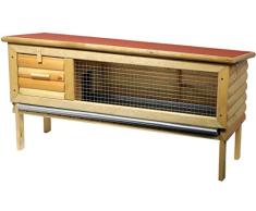 dobar 23002e Robuster Blockhaus Kleintierstall, aufklappbares Bitumendach, abgetrennter Ruheraum, Zinkschublade, Maße 120 x 40 x 60 cm, rot