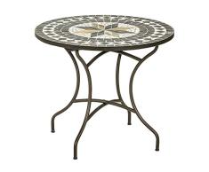 Dehner Gartentisch Diana, Ø 90 cm, Höhe 75 cm, Metall, mosaikoptik, braun/grau/weiß