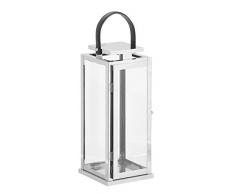 Gartenfreude Edelstahl Laterne Gartenlaterne, silber, 15.5 x 15 x 37 cm