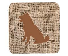 Caroline s Treasures bb1113-bl-bn-fc Shiba Inu Jute und braun Schaumstoff Untersetzer (4 Stück), 8,9 cm H x 8,9 cm W, multicolor