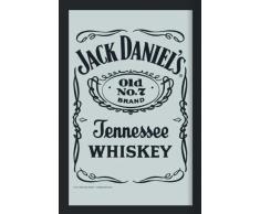 empireposter - Jack Daniels - Logo - Inversion - GröÃe (cm), ca. 30x40 - Maxi-Spiegel, NEU - Beschreibung: - Bedruckter Wandspiegel mit schwarzem Kunststoffrahmen in Holzoptik -