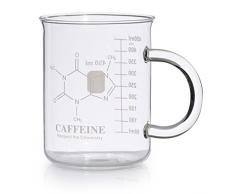 Koffein-Becher, Koffein-Molekül Tasse – Chemistry Mug 473 ml Borosilikatglas Kaffeetassen mit Griff und Messen für Kaffee, Latte, Tee oder heiße und kalte Getränke, Tee Kaffee Tasse von Amugo