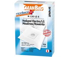 CleanBag M 130 LG 6 Staubbeutel, wie Original: TB-33, 34, TB 39, Inhalt: 4 Staubsaugerbeutel + 1 Universalfilter, weiß