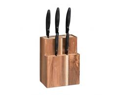 Relaxdays Messerblock unbestückt mit Borsten, ohne Messer, für 11 Messer aller Art, Messerhalter HBT 24x18x11,5cm, natur