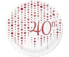 Creative Converting 339896 Dessertteller zum 40. Jahrestag, glitzernd, 17,8 cm