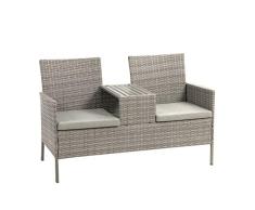 greemotion Rattan-Bank Felin, Gartenbank mit Tisch, ca. 141 x 86,5 x 66 cm
