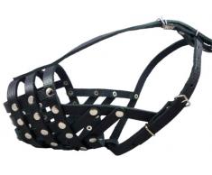 Sicherer Leder Mesh Hundekorb Maulkorb # 11 schwarz – Pit Bull, Amstaff (Umfang 30,5 cm Schnauze Länge 8,9 cm)