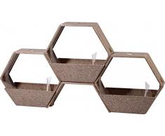 dobar Pflanzkastensystem mit 3 separaten Pflanzkästen & Verbindungsbrücke, biologisch abbaubarer Pflanzkübel aus Kaffeefaser & Polyresin, je 50 x 21 x 44,5 cm Pflanzkasten Braun