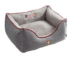 HUNTER Universtity Hundesofa, College-Style, Wendekissen, Plüschbesatz, 60 x 40 cm, grau