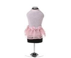 Trilly tutti Brilli Rebecca Angora Kleid mit Satin Rock und Rosen Dekoration, 2 x -small, Pink