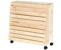 WAGNER Mobiles Hochbeet GreenBOX (Größe M Massivholz Natur 79 x 80 x 33/23 cm Rollen inkl. Pflanztasche), Holz naturbelassen