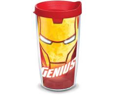 Tervis 1250042 Marvel – Iron Man Tumbler mit Wickel und rotem Deckel, 473 ml Roter Deckel 16 oz farblos