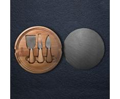 Lytton House Käsebrett aus Akazienschiefer mit 3-teiligem Messerset