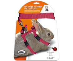 ICA DA1025 Set mit Geschirr und Gurt für Kaninchen, Rot