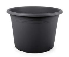 Floralo Blumentopf Cilindro rund, 15 cm Durchmesser x 11 cm, anthrazit, wetterfestes Pflanzgefäß aus UV-beständigem Kunststoff, grau (dunkel)