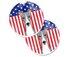 Caroline s Treasures American Flag und Italienisch, Windhund Set of 2 Cup Halterung Auto Untersetzer bb2166carc, 2,56, multicolor