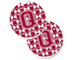 Caroline s Treasures Buchstabe F Fußball-Crimson, grau & weiß 2 Stück Halterung Auto Untersetzer cj1065-qcarc, 2,56, multicolor