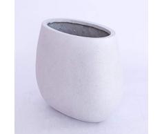 Pflanzkübel Blumenkübel Blumentopf Fiberglas Oval LxBxH 44x28x36cm perlmutt weiß.