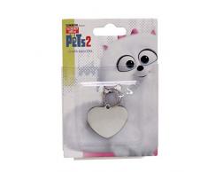 C Y P Namensschild Pets 2 - Gidget Silberfarbenes Metallschild mit Herzform. Anpassbar an Jede Halskette, Dank des robusten Anhängers, 150 g.