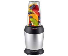 Gastroback 41029 Design Micro Blender, Smoothie-Maker, Standmixer inkl. 2 Mixbecher und to go-Verschluss, Kunststoff, silber