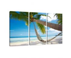 Visario Leinwandbilder 1039 Bild auf Leinwand Strand, 160 x 90 cm, 3 Teile