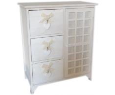 King Home C656121 Kommode mit Herz + Anta Washed aus Paulownia Holz, weiß, 62X32X73H