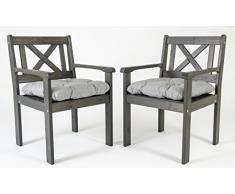Ambientehome Garten Sessel Stuhl Massivholz inkl. Kissen EVJE, Taupegrau, 2-teiliges Set