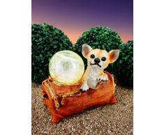 ABC Home Garden Gartendeko Dekofigur Chihuahua Gartenfigur Lichtsensor EIN-& Ausschalter, Mehrfarbig