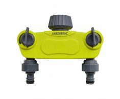 Jardibric 11206 Anschlussstück für Wasserhahn, 2 Ausgänge, grau