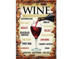 Schatzmix Wine from Around The World Welt Wein Rot Metal Sign deko Schild Blech Garten