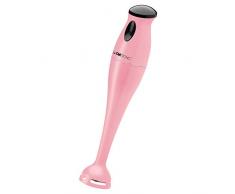 Clatronic SM 3577 Stabmixer mit kraftvollem 180 Watt-Motor, Edelstahlschlagmesser (rostfrei), inkl. transparentem Mixbehälter (500 ml) und Aufhängeöse, pink, Kunststoff