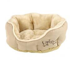 Dehner Hunde- und Katzenbett Sammy, oval, ca. 57 x 52 x 14 cm, Polyester, beige