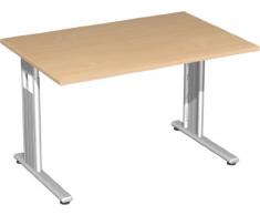 Gera MÃ¶bel S-617102-BU/SI Schreibtisch Lissabon, 120 x 80 x 68-82 cm, buche / silber