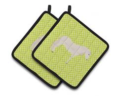 Carolines Treasures BB8098PTHD Common Strauß blau kariert dekorierter Topflappen, 19,1 x 19,1 cm, mehrfarbig Horse - Paso Fino Horse 7.5HX7.5W grün