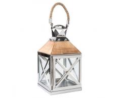 NORTENE 2012061 Laterne Indien, Zahl 1, Holz, verzinktes Metall, 20 x 20 x 40 cm, Braun