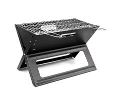 Relaxdays Klappgrill, praktisch, tragbar, inkl. Rost und Kohleschale, H x B x T: 30,5 x 30 x 45,5 cm, schwarz