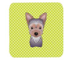 Caroline s Treasures bb1294fc Schachbrett Lime Grün Yorkie Puppy Schaumstoff Untersetzer (Set von 4), 8,9 cm H x 8,9 cm W, multicolor