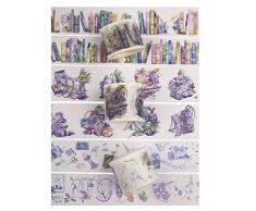 Washi-Tapes-Set mit Pfingstrose, bunt, 3 Stück, süße japanische dekorative Bänder, lila Kunst Scrapbook-Aufkleber-Klebeband für Bastelarbeiten, Planer und Zeitschriften, breite Washi-Tape-Rollen für Kinder