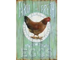 Schatzmix Farm Fresh Eggs Free Range Eier Metal Sign deko Sign Garten Blech