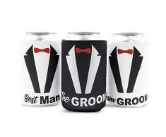 Bier Sleeve – 12 PIECES Bachelor Party kann Getränkehalter mit isolierter abdeckt, ML Neopren Kühler für Soda, Bier, können Getränke-, Bräutigam, Best Man, und Team Groom Designs, 2,5 x 2,5 x 4.2 INC