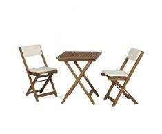 Siena Garden Balkonmöbelset Almeria, Tisch 60x60x72cm, Akazienholz, geölt in natur, FSC 100%, Kissenbezug aus Polyester in beige