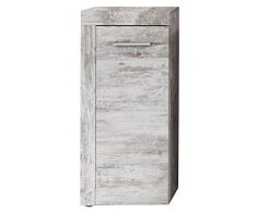 trendteam Badezimmer Schrank Kommode Cancun Boom, 36 x 79 x 23 cm in Pine WeiÃ, Chabby Chic Retro Dekor mit viel Stauraum