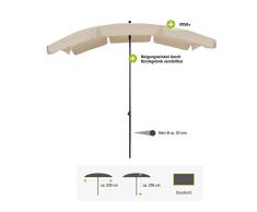 greemotion Sonnenschirm mit UV-Schutz - Balkonschirm in Beige-Grau - Gartenschirm knickbar - Terrassenschirm rechteckig - Outdoor-Schirm für Balkon, Terrasse & Garten