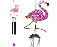 Jedes wachsende Windspiel aus Metall mit Flamingo-Glasperlen, Windspiel, Windspiel, für draußen, Anima, Rot-Vogel-Abschreckung, Garten, Outdoor-Dekoration, Hof, Dekoration für Terrasse Flamingo Wind Chimes
