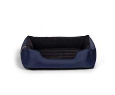 R Rexproduct Soft Premium Hundebett Haustierbett Hundesofa Reißverschluss Abnehmbarer Bezug Waschbar Antirutsch Dunkelblau-Schwarz M (52x65x20 cm)