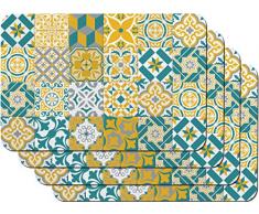 Venilia Tischset für Esszimmer Rewind curry, Platzset 4er Set abwischbar Polypropylen, lebensmittelecht, 45 x 30 cm, 4 Stück, 59116